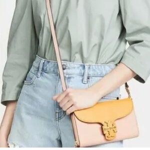 Tory Burch McGrow Color block Yellow and Cream Crossbody Bag